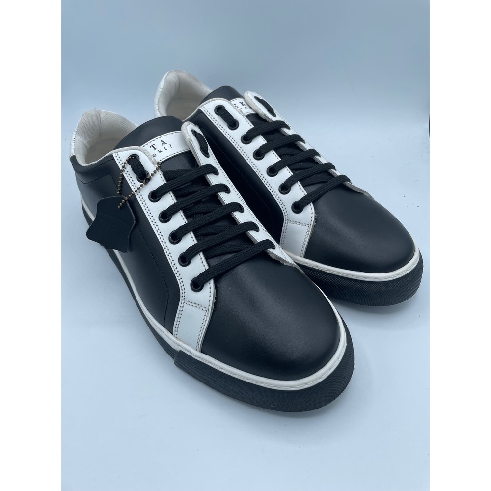 Nekta Genesis Mens Size 11 Black White Leather Low Top Sneakers Shoes